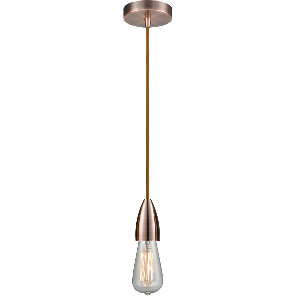 Fairchild Bare Bulb 1 Light 2 inch Antique Copper Mini Pendant Ceiling Light, Fairchild