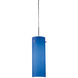 Titan 1 Light 4 inch Matte Chrome Large Pendant Ceiling Light in Blue Glass