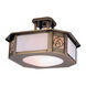 Saint Clair 2 Light 16 inch Mission Brown Semi-Flush Mount Ceiling Light in Frosted