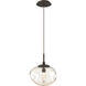 Nova LED LED 10 inch Flat Bronze Pendant Ceiling Light in 2700K LED, Geo Inner - Amber Outer