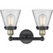 Cone 2 Light 15.5 inch Black Antique Brass and Clear Bath Vanity Light Wall Light
