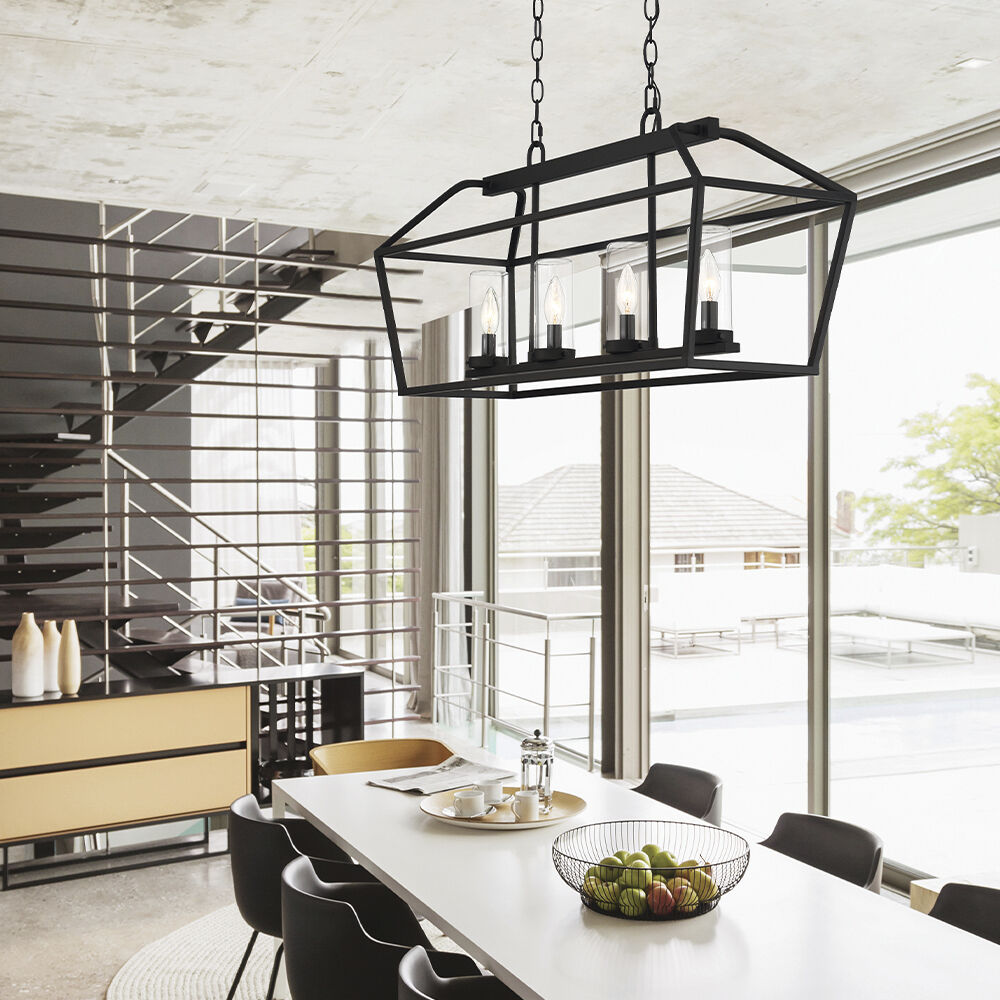 Bastille 4 Light 10 inch Satin Black Outdoor Chandelier