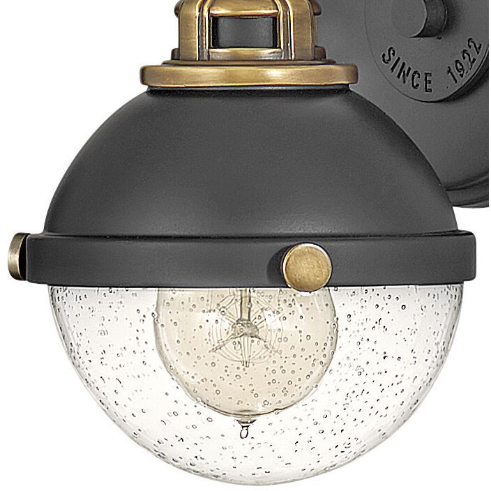 Fletcher 1 Light 7.75 inch Black with Heritage Brass Vanity Light Wall Light
