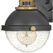 Fletcher LED 8 inch Black with Heritage Brass Vanity Light Wall Light