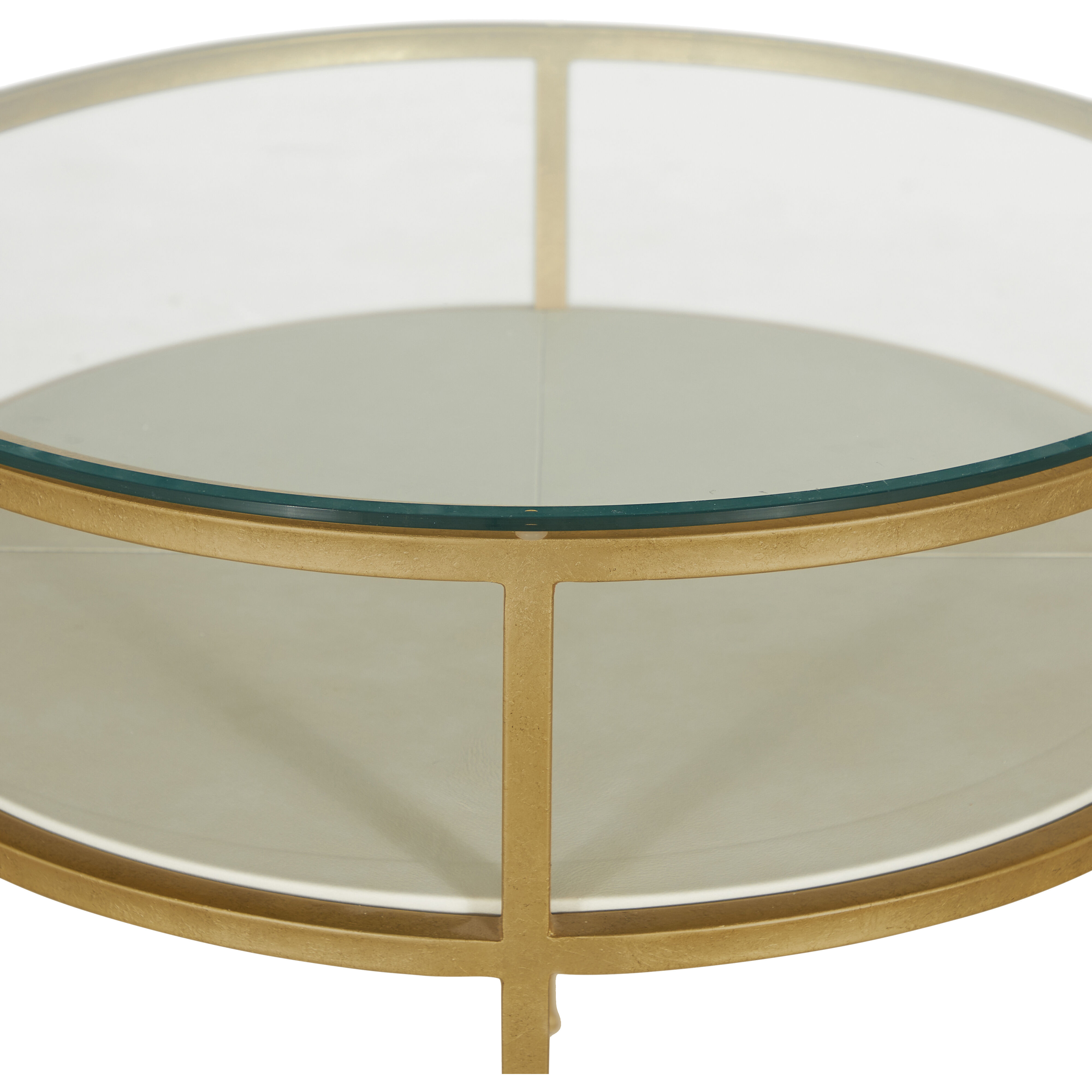 Constance 29 X 29 inch White Leather and Antique Brass Leaf Side Table