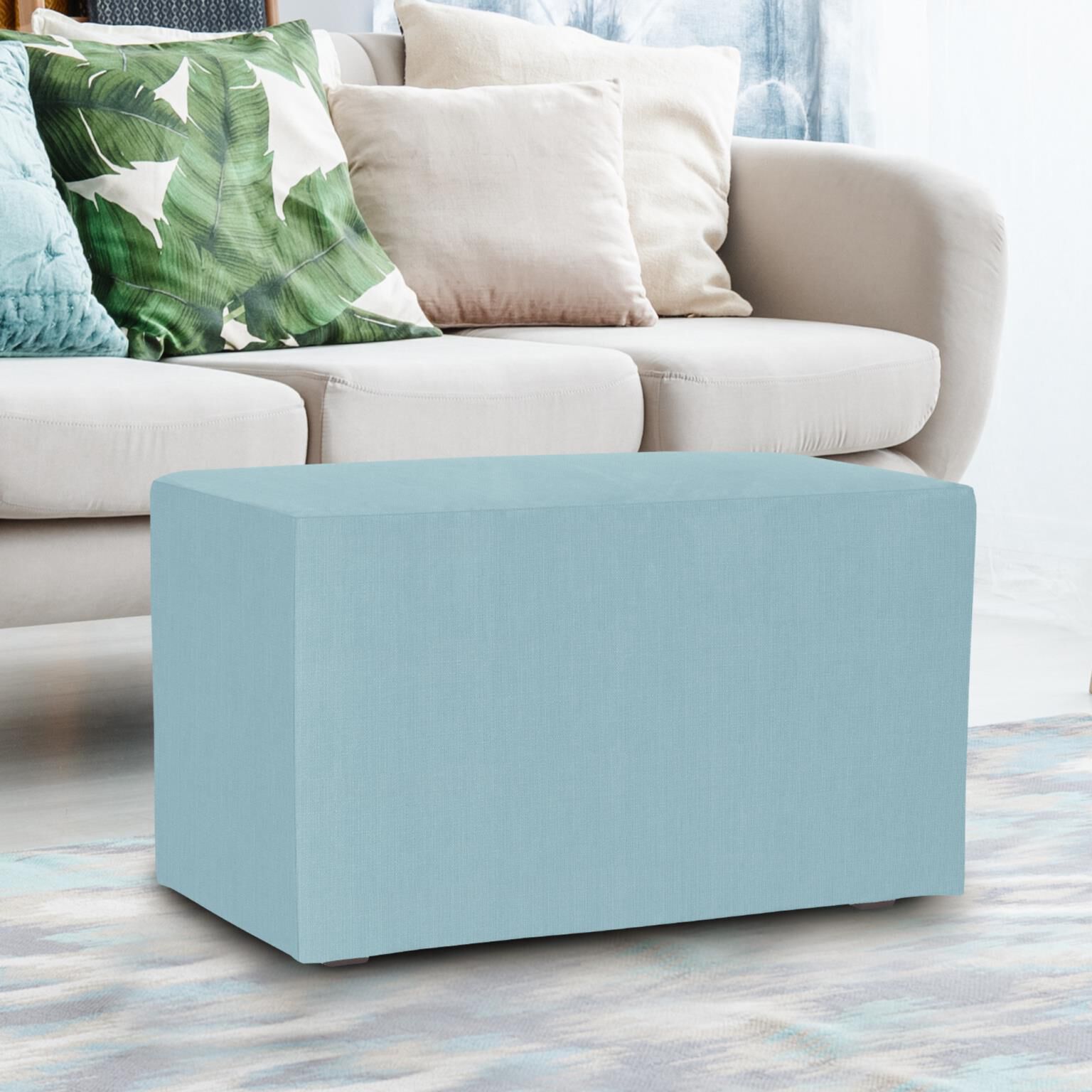 Sterling 20 inch Light Blue Ottoman