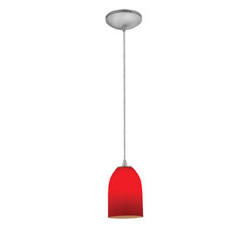 Champagne 1 Light 5 inch Brushed Steel Pendant Ceiling Light in Red, Cord