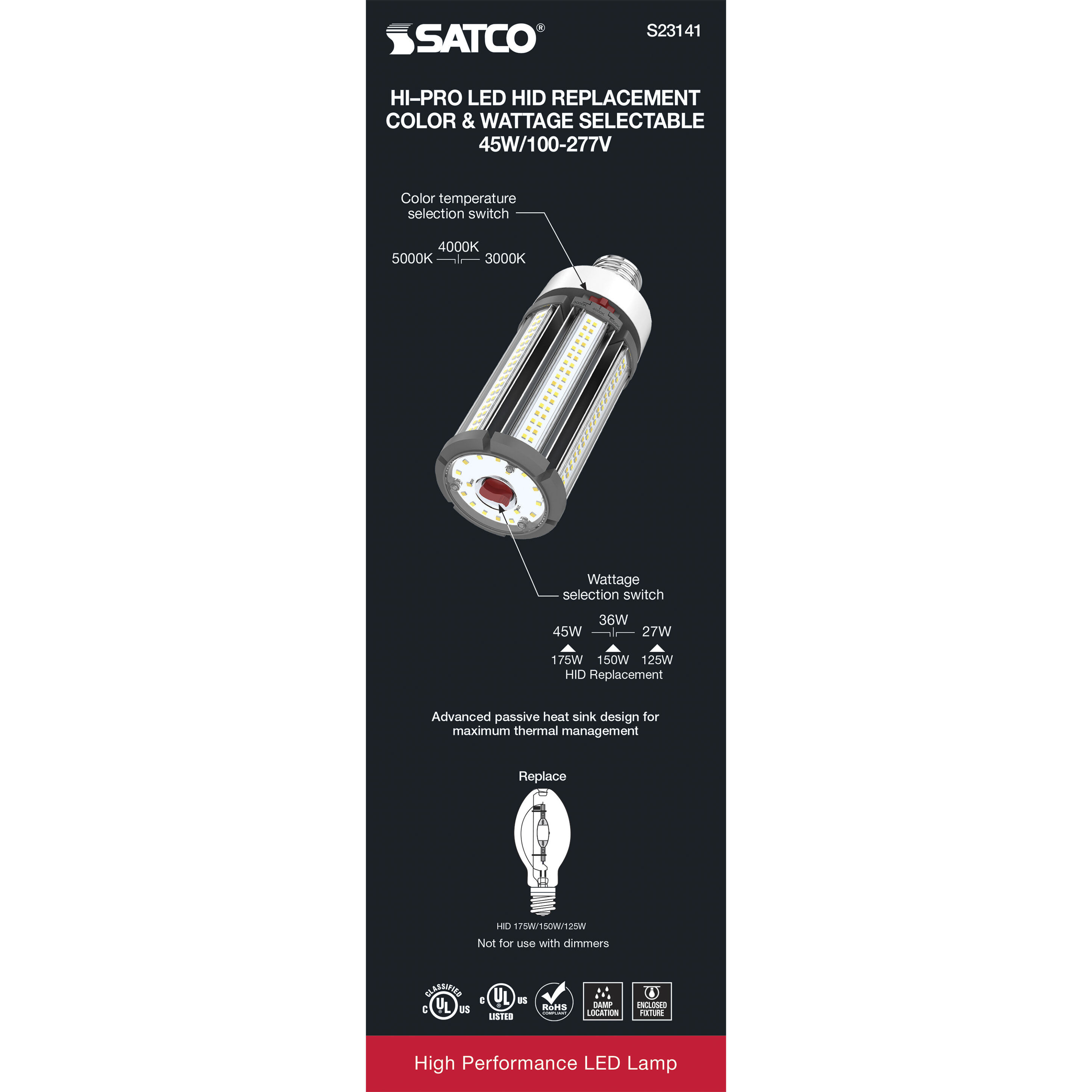 Hi-Pro LED LED 45.00 watt 3000K HID Replacements