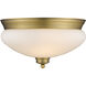 Amon 2 Light 13 inch Heritage Brass Flush Mount Ceiling Light in 3.5