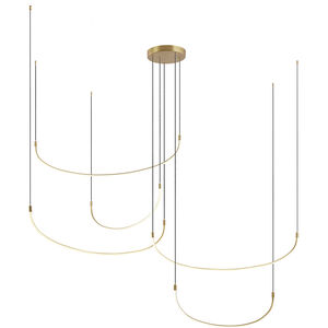 Talis 90.25 inch Black with Brushed Gold Multi Pendant Ceiling Light