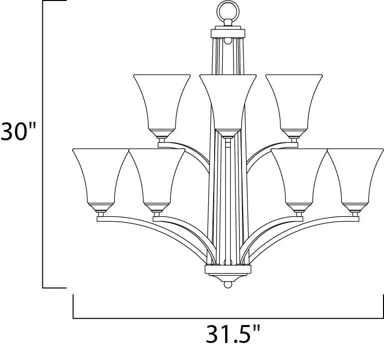 Aurora 9 Light 32 inch Satin Nickel Multi-Tier Chandelier Ceiling Light