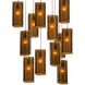 Textured Glass 12 Light 33.9 inch Novel Brass Multi-Pendant Ceiling Light