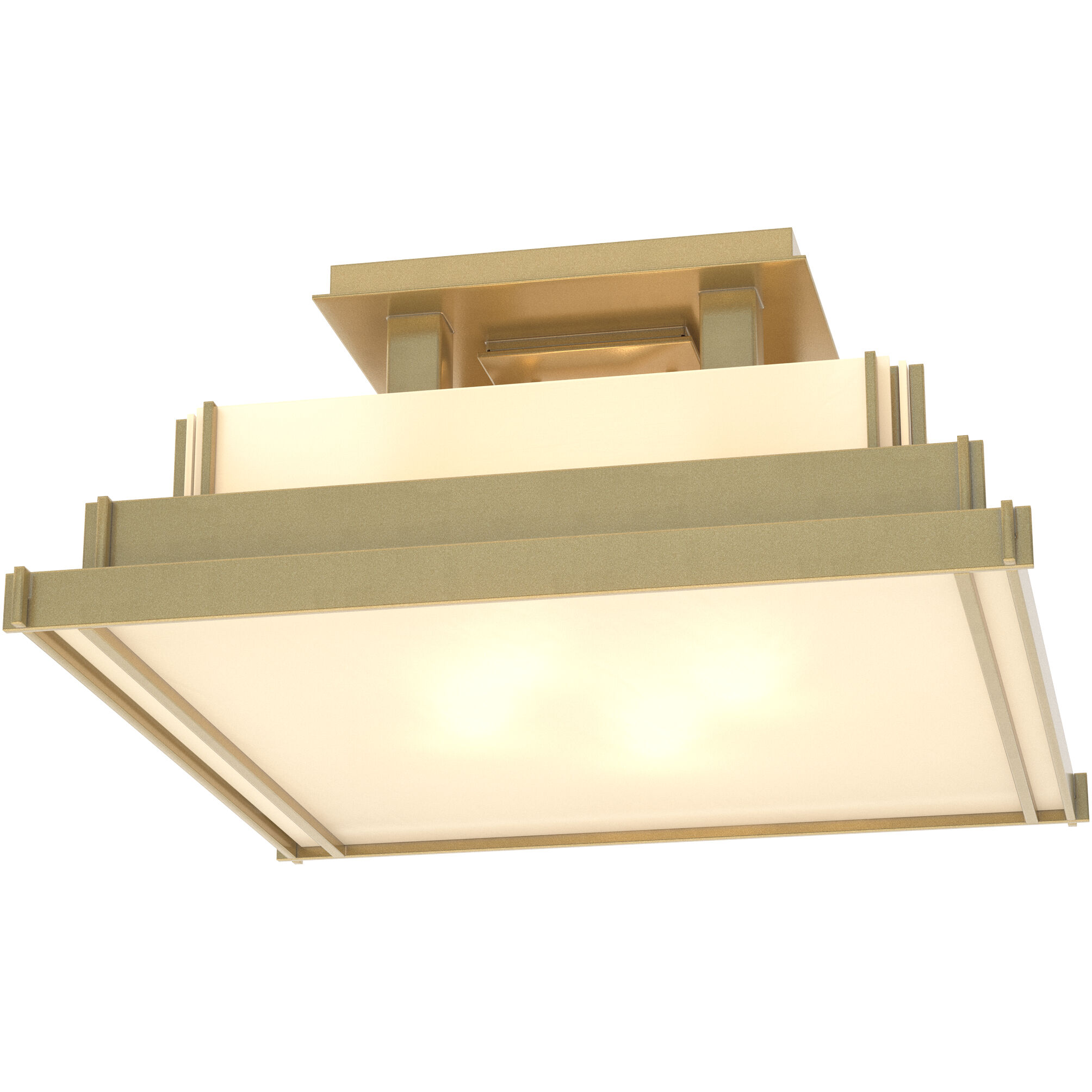 Steppe 4 Light 17.1 inch Modern Brass Semi-Flush Ceiling Light in White Art, Small