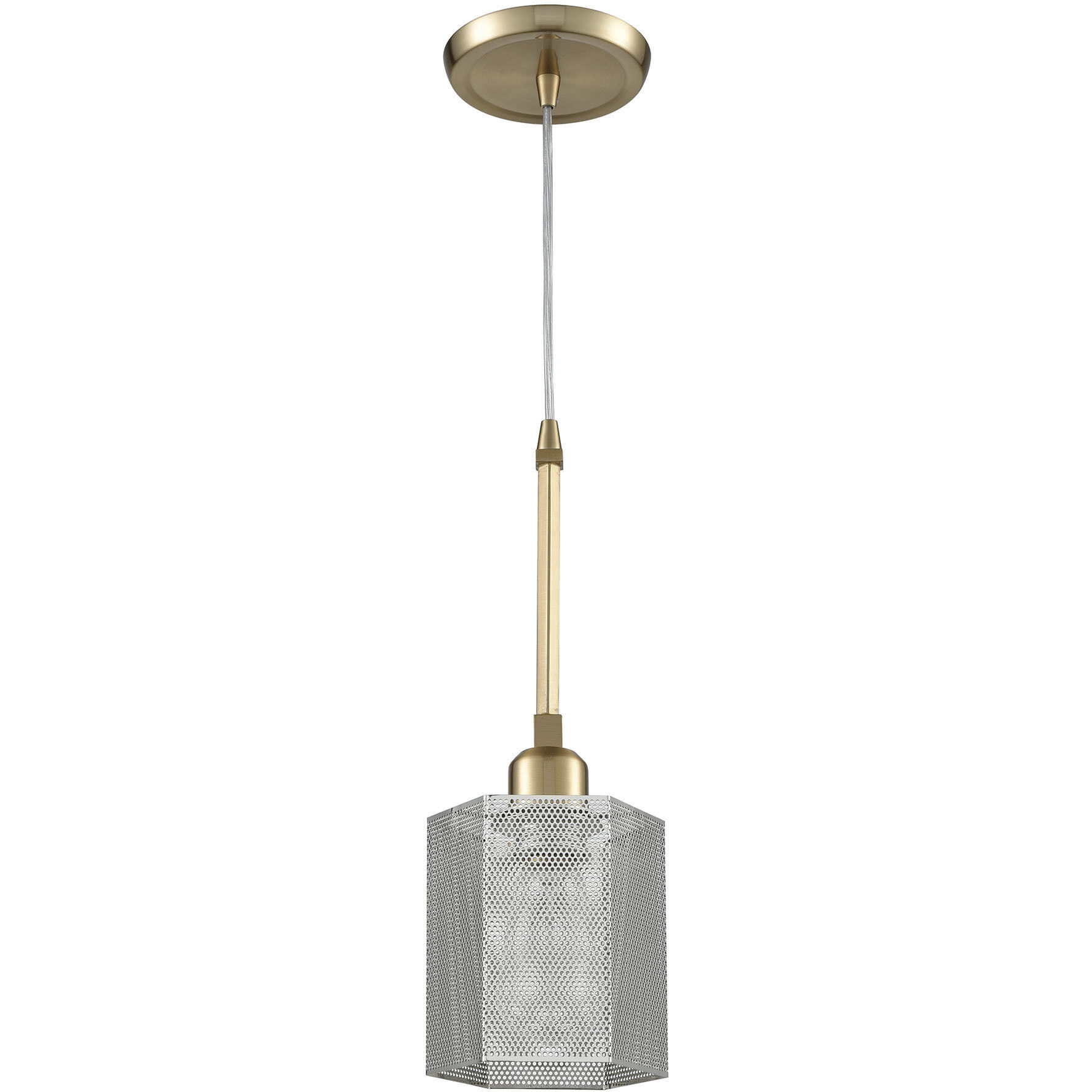Compartir 1 Light 6 inch Satin Brass with Satin Nickel Mini Pendant Ceiling Light
