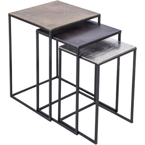 Threefold 24 X 17 inch Bronze and Raw Nickel and Matte Black Side Table, Set of 3