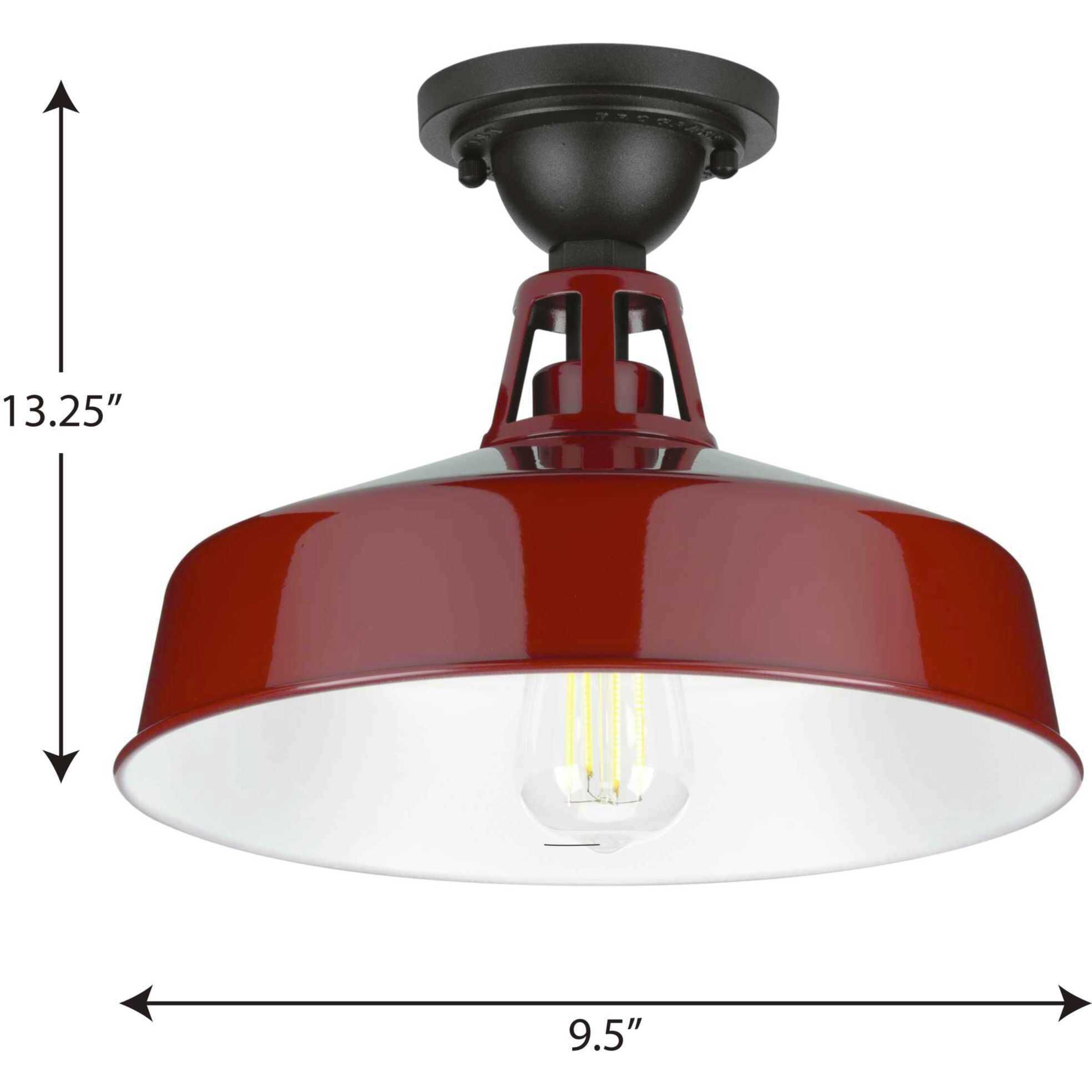 Cedar Springs 1 Light 13 inch Red Outdoor Semi-Flush Mount