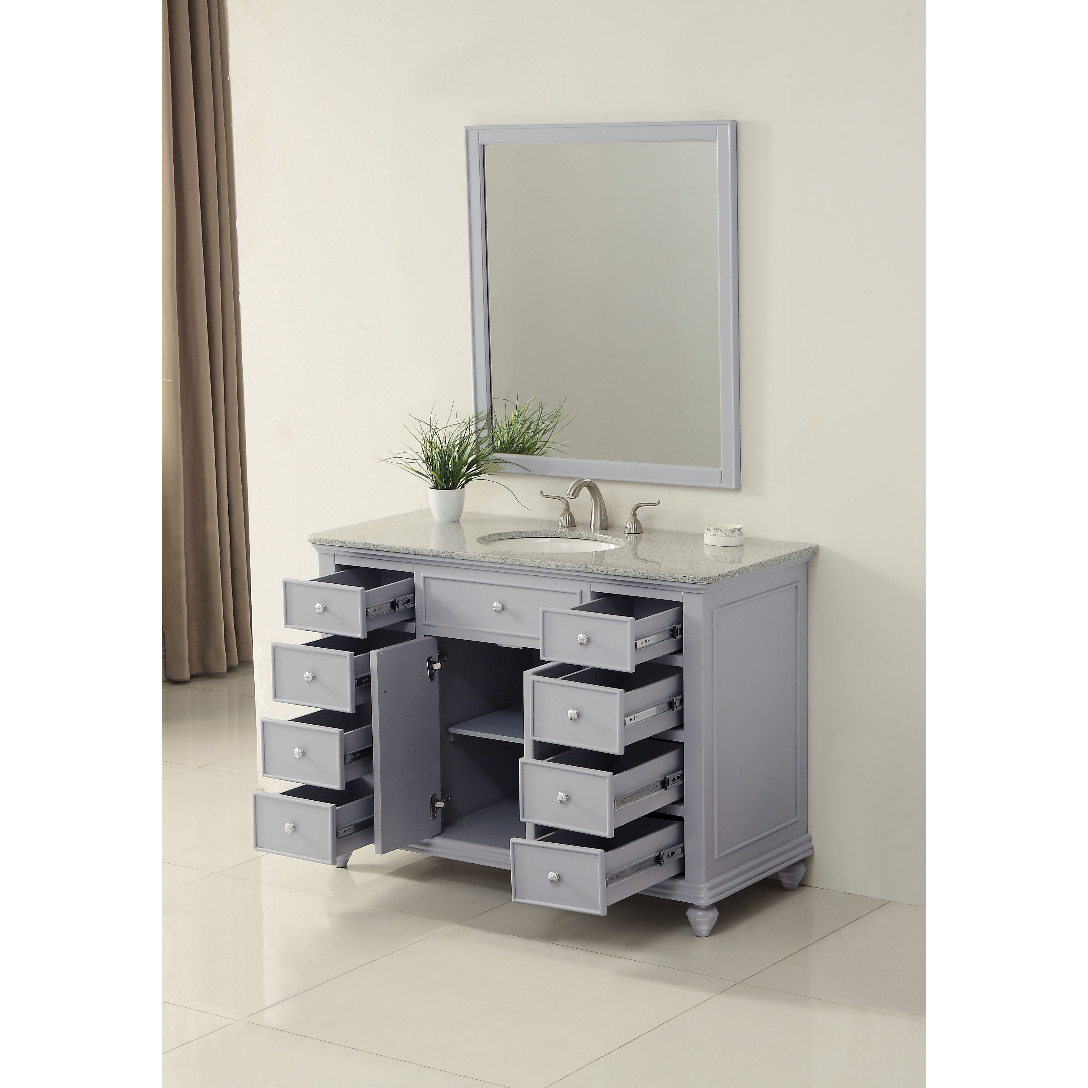 Otto 48 X 35 inch Light Grey with Cashmere White Granite Vanity Set