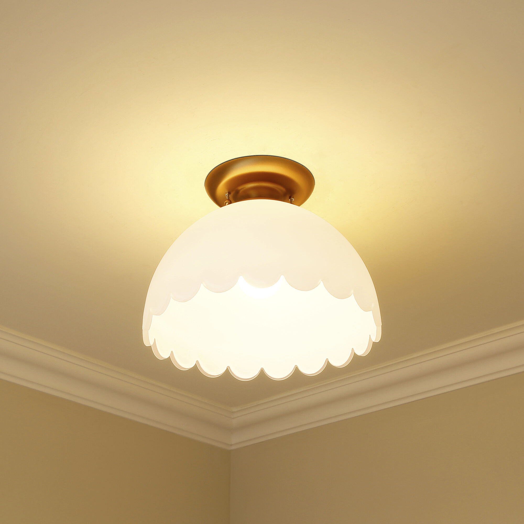 Dorinda 1 Light 12.25 inch Brushed Champagne Brass Semi-Flush Mount Ceiling Light