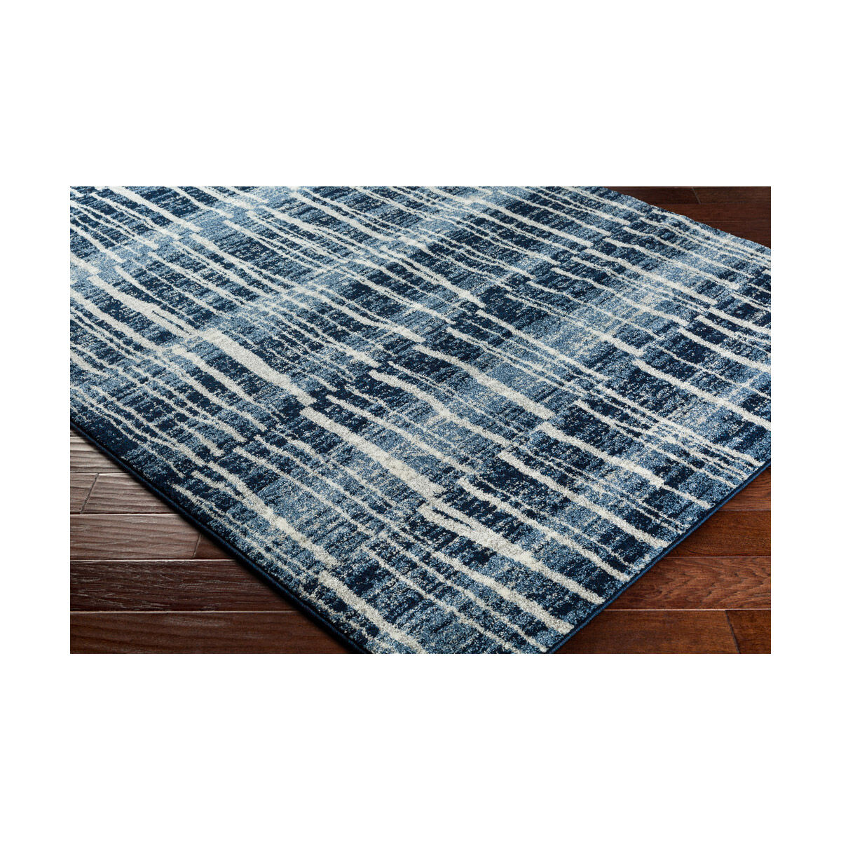 Baylee 91 X 63 inch Dark Blue/Bright Blue/Cream/Silver Gray Rugs, Polypropylene