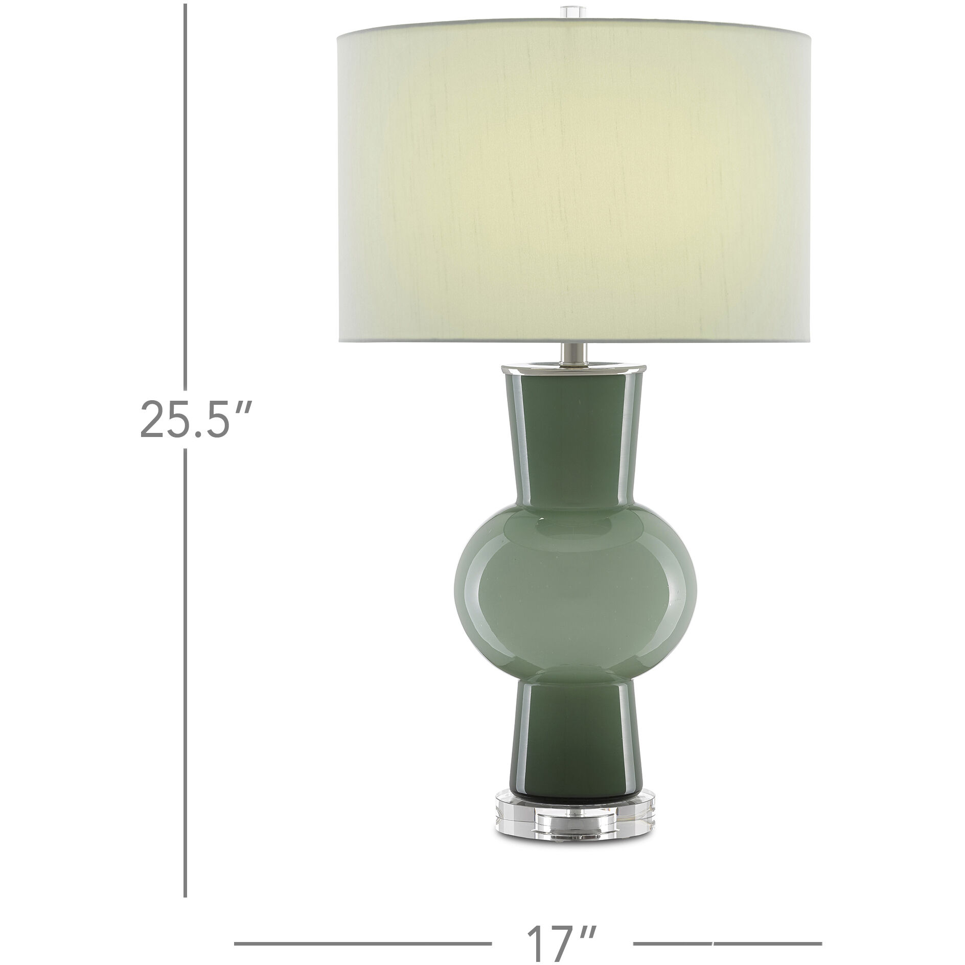 Duende 30 inch 150 watt Light and Dark Green/Polished Nickel/Clear Table Lamp Portable Light