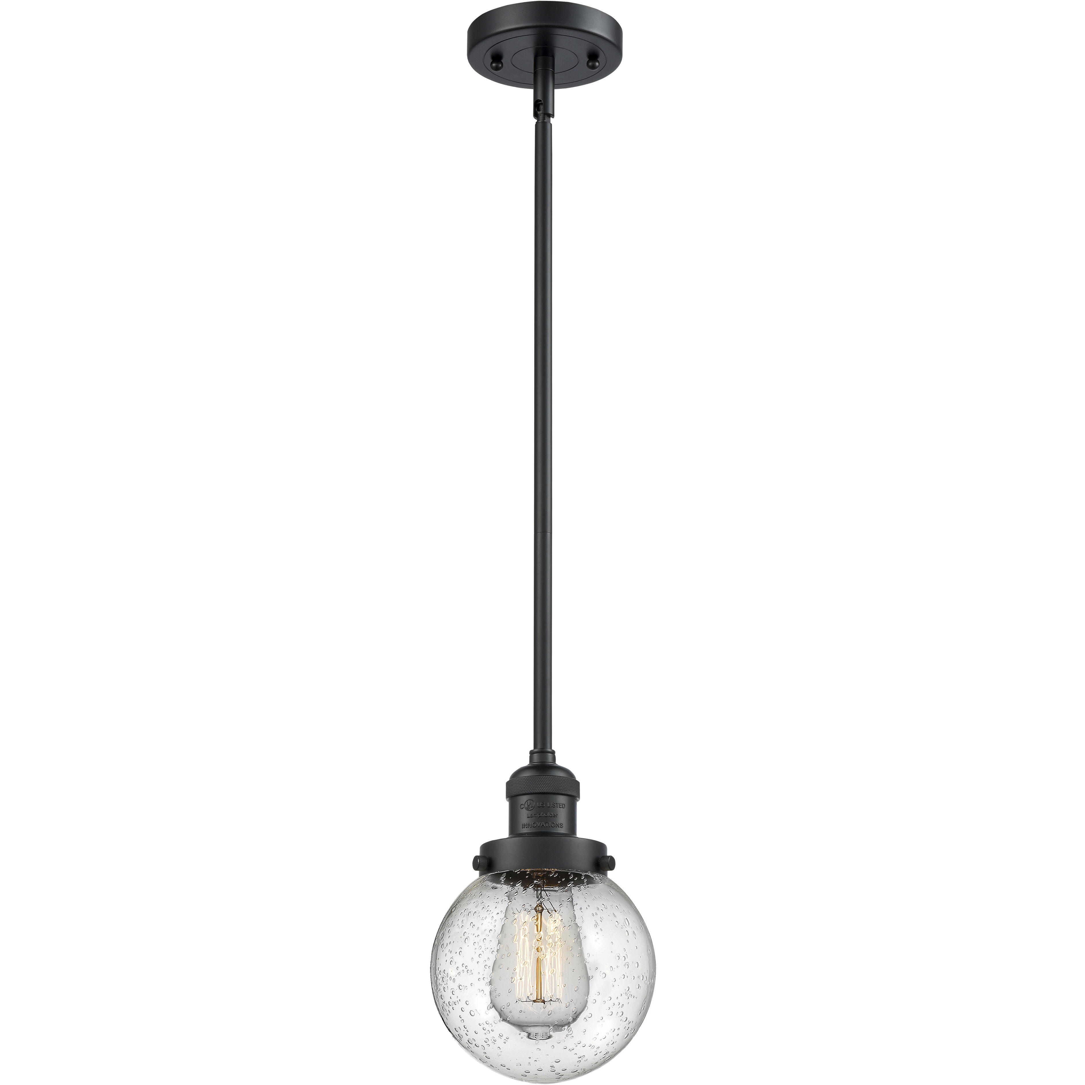 Franklin Restoration Beacon 1 Light 6 inch Matte Black Mini Pendant Ceiling Light in Incandescent, Seedy, Franklin Restoration