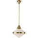 Willard 1 Light 13.5 inch Vintage Brass Pendant Ceiling Light in Opal Glass