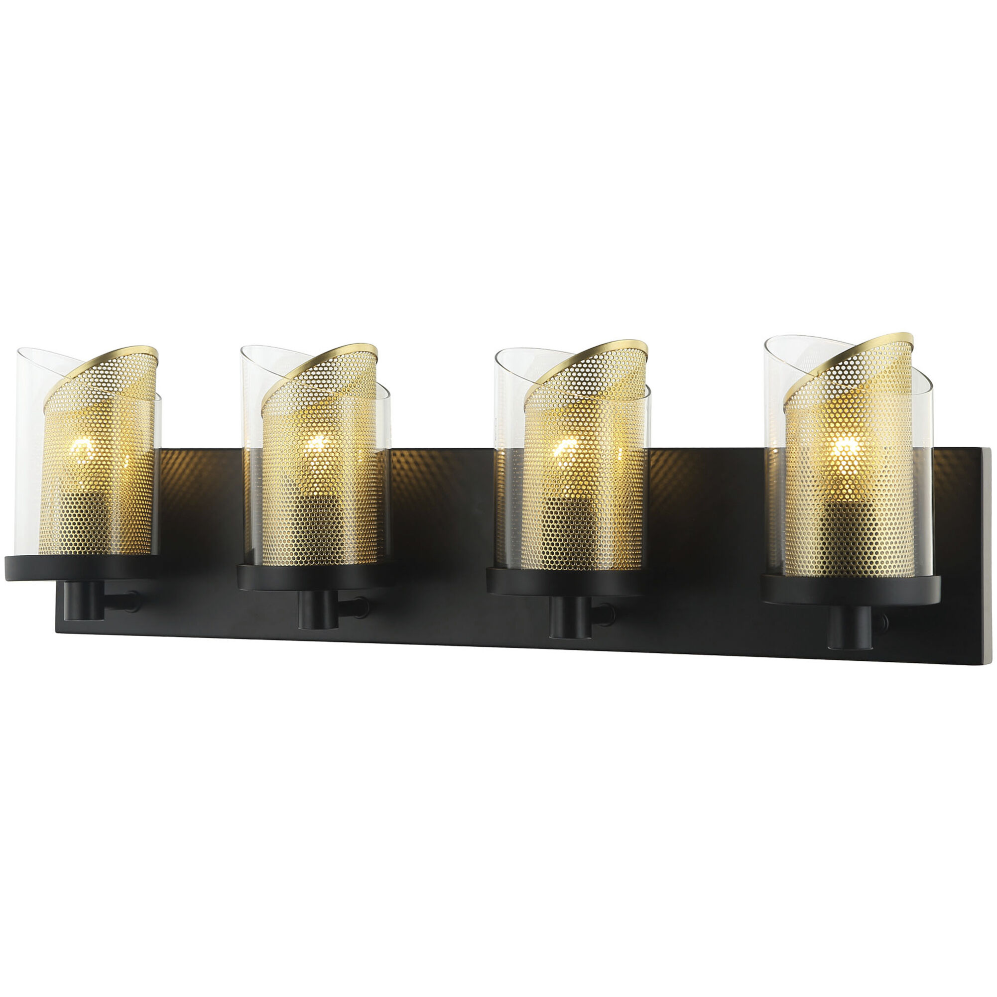 So Inclined 4 Light 24 inch Black and Gold Bath Vanity Wall Light