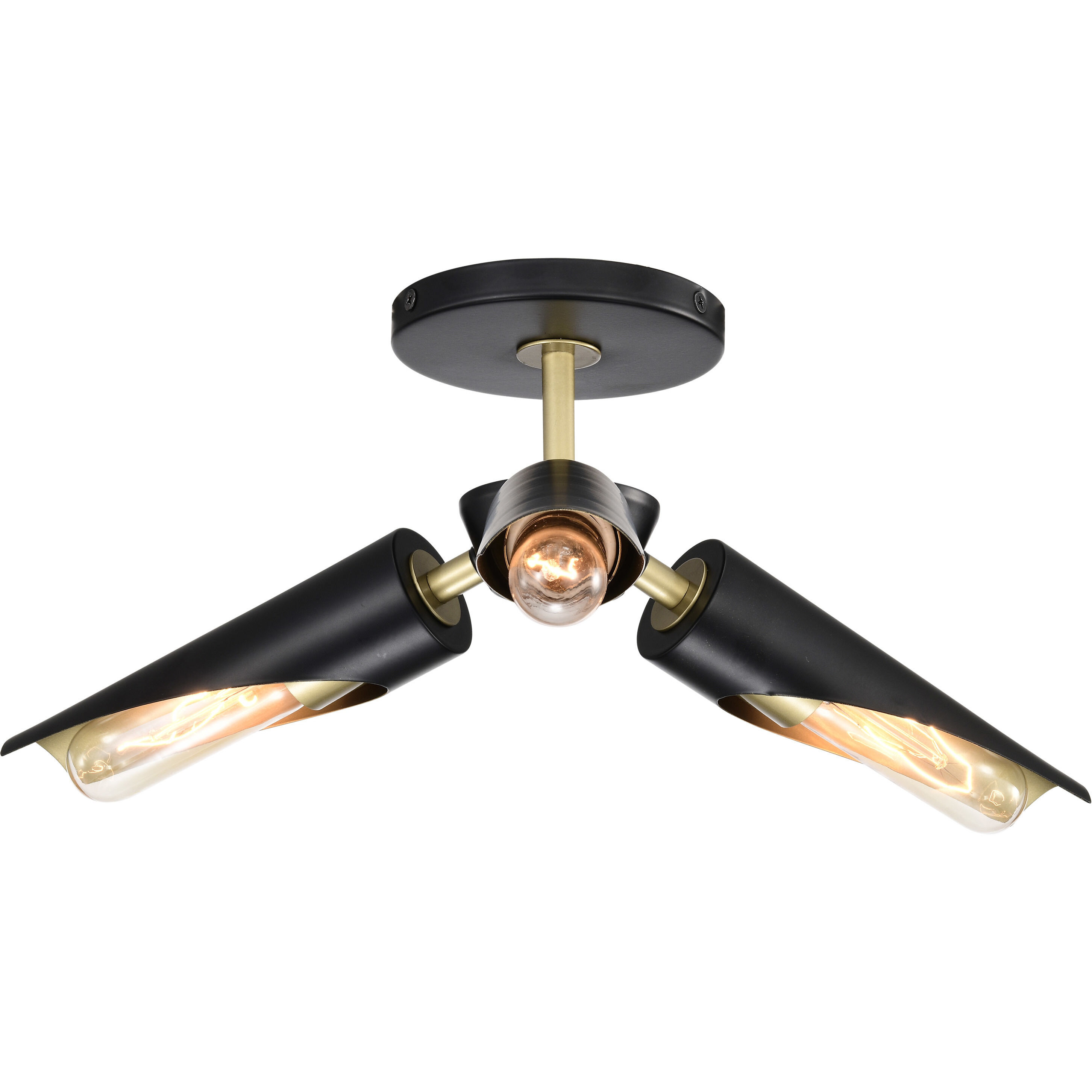 Marc 3 Light 16 inch Matte Black Semi Flush Mount Ceiling Light