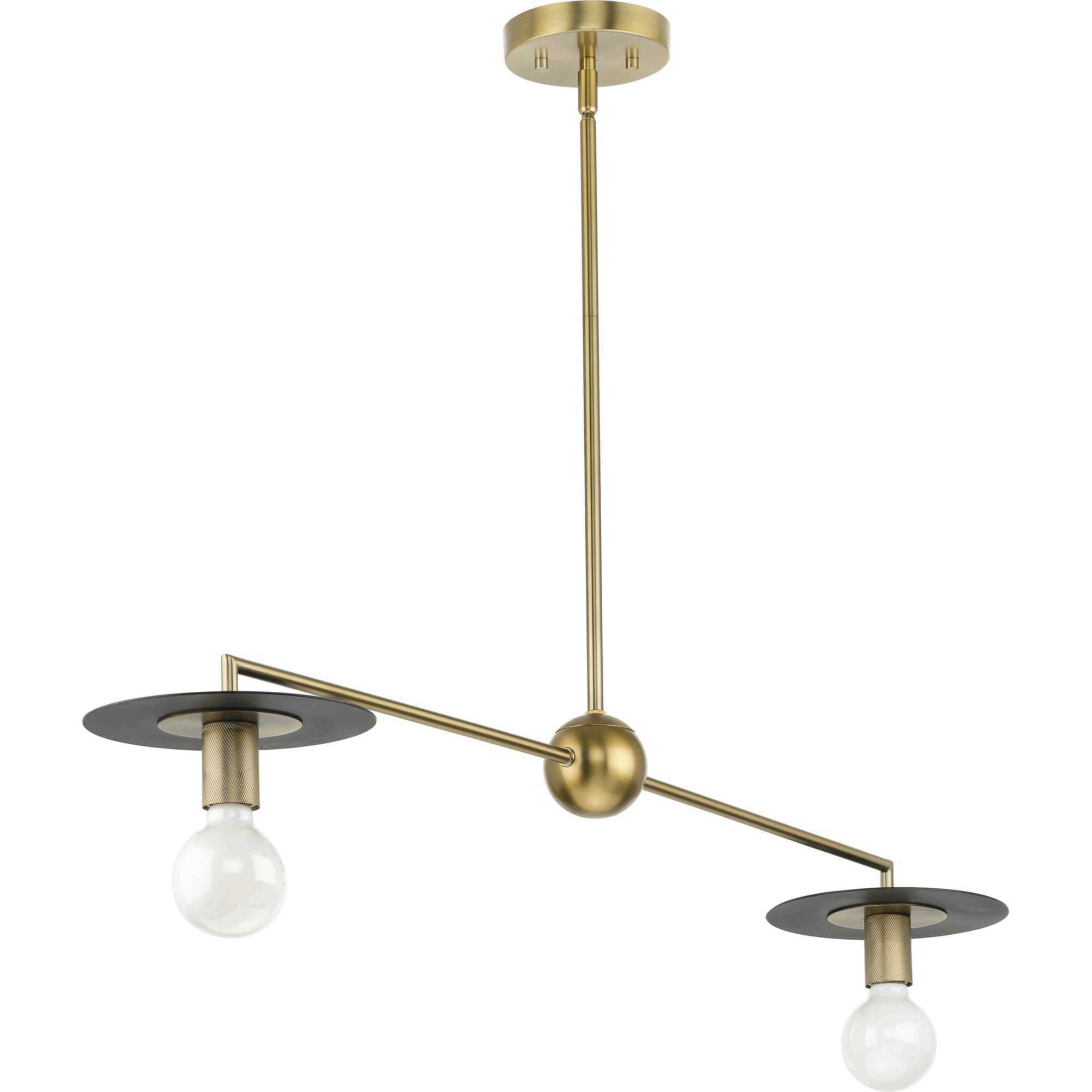 Trimble 2 Light 44 inch Brushed Bronze Linear Chandelier Ceiling Light, Design Series