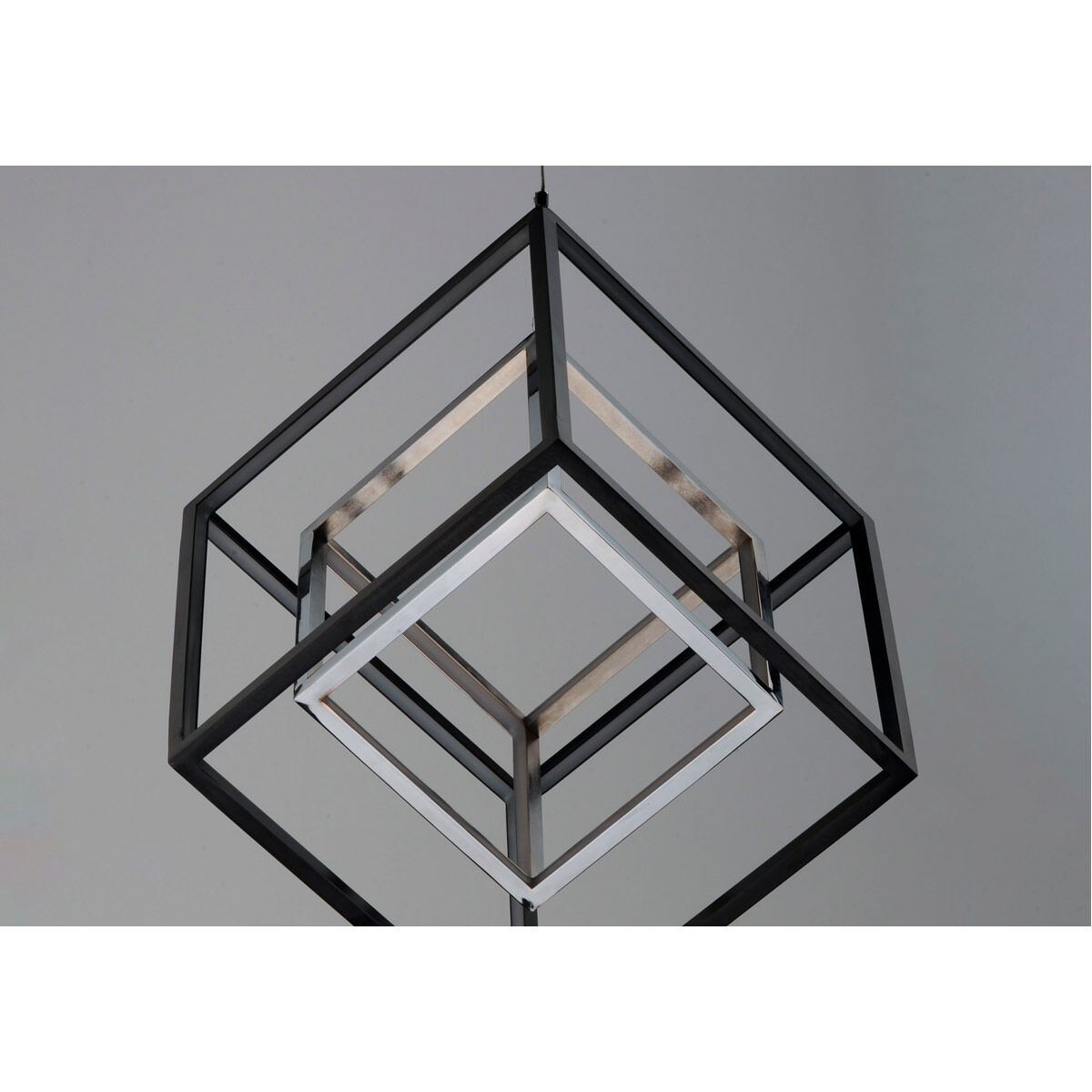 4 Square LED 30.5 inch Black and Polished Chrome Single Pendant Ceiling Light