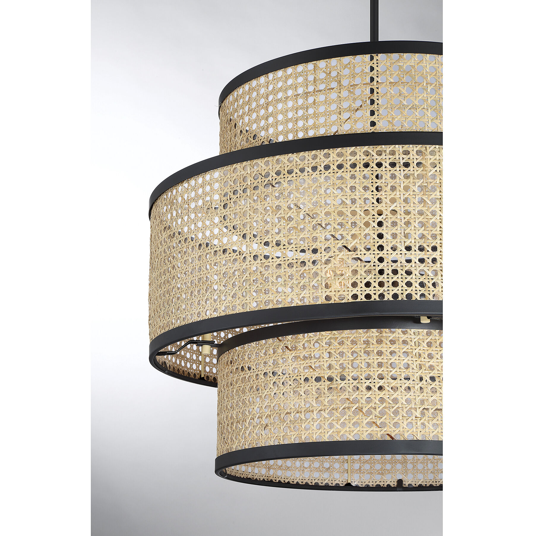 Meridian M7016MBK Mid Century Modern 3 Light 22 inch Matte Black Pendant Ceiling Light