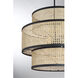 Mid-Century Modern 3 Light 22 inch Natural Cane with Matte Black Pendant Ceiling Light