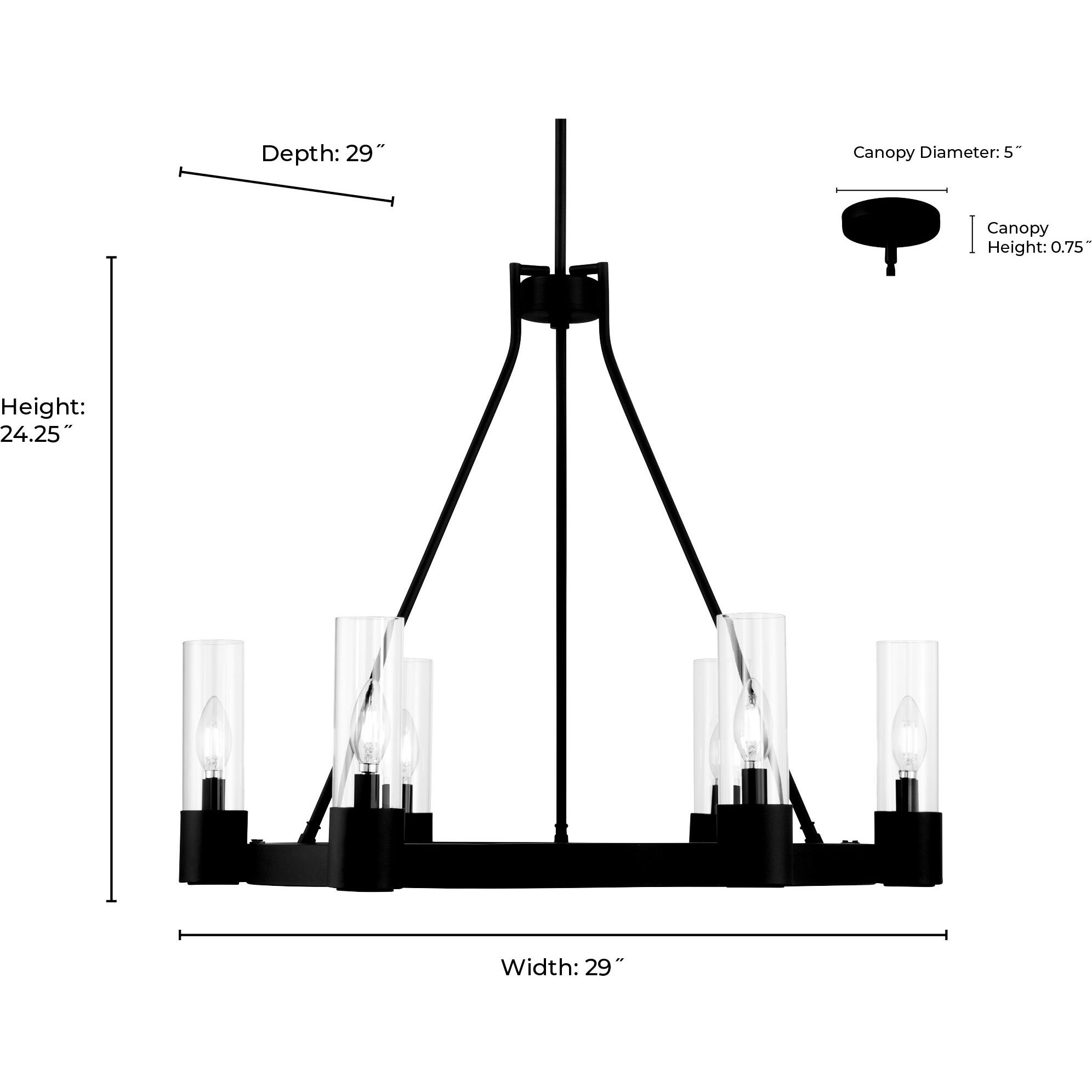 Evandrel 6 Light 29 inch Matte Black Chandelier Ceiling Light