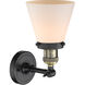 Franklin Restoration Small Cone LED 6 inch Black Antique Brass Semi-Flush Mount Ceiling Light in Matte White Glass, Franklin Restoration