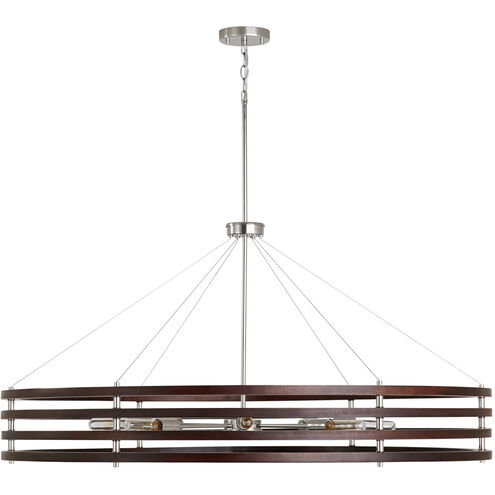 Dalton 8 Light 49 inch Dark Wood and Polished Nickel Chandelier Ceiling Light