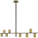 Calumet 8 Light 56 inch Matte Black and Olde Brass Linear Chandelier Ceiling Light