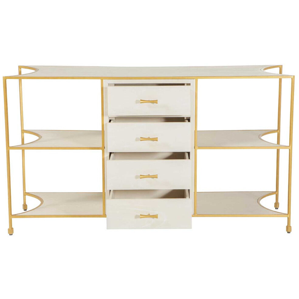 Jeanelle 53.5 X 16 inch Cerused White / Stained Gold Console Table