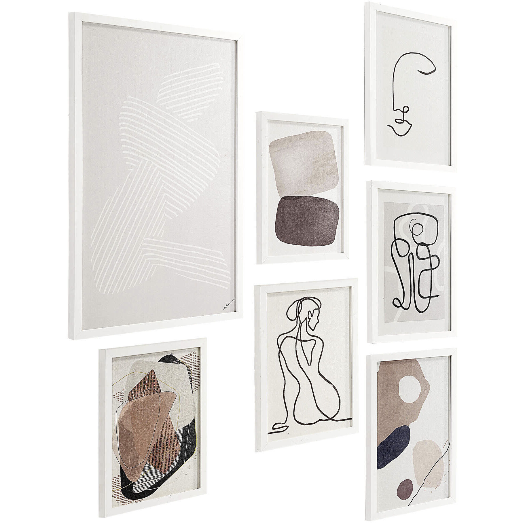 Priyanka White/Multiple Wall Art, 7 Piece