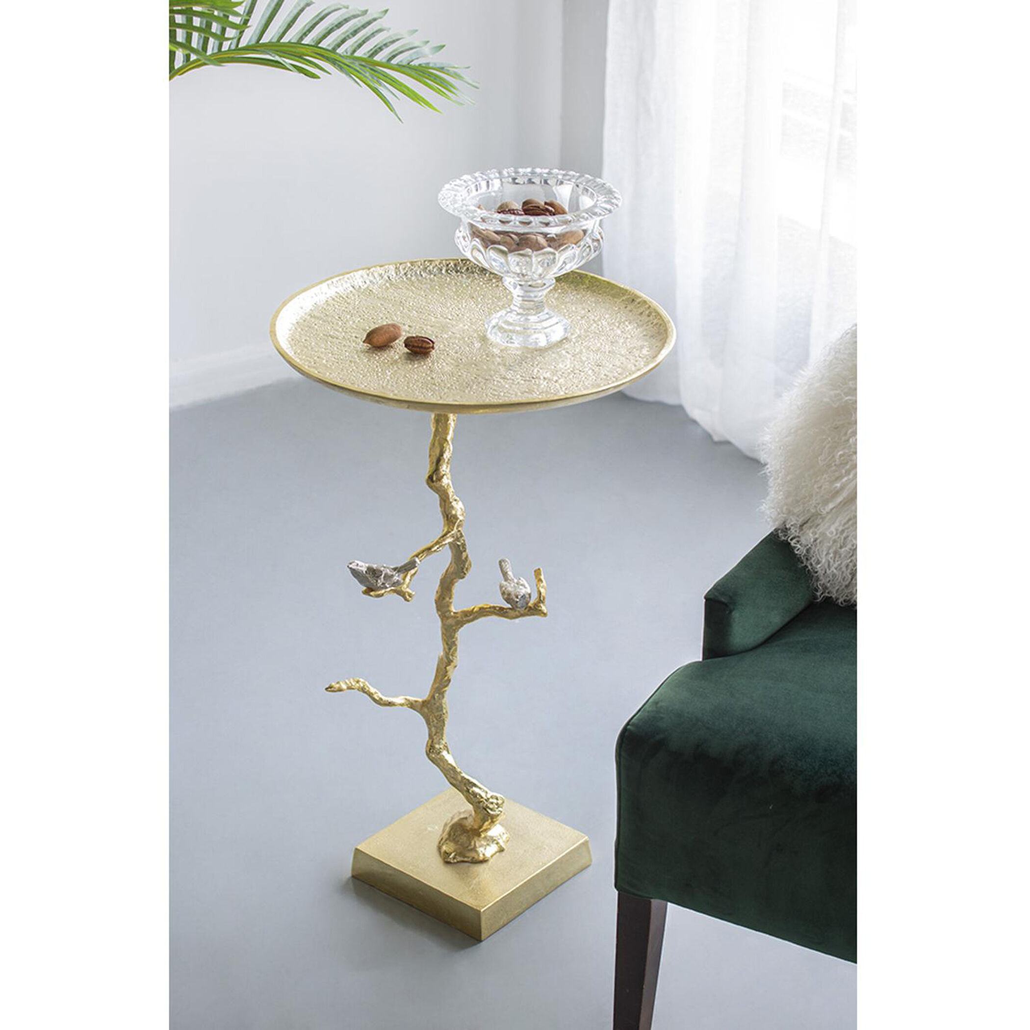 Welling Demilune Table in White/Gold