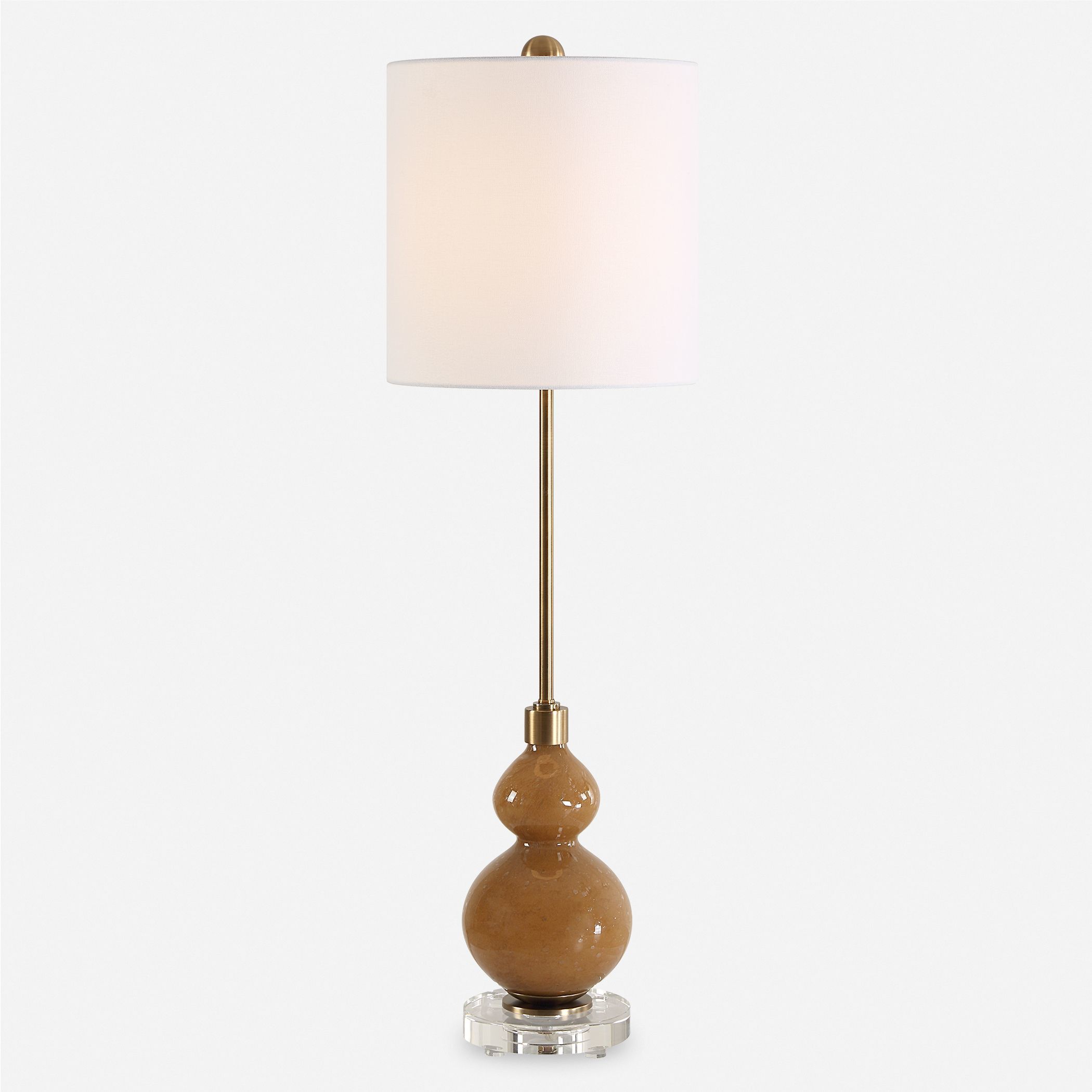 Sienna 36 inch 150.00 watt Caramel Brown Seeded Glass with Crystal and Brushed Antique Brass Buffet Lamp Portable Light