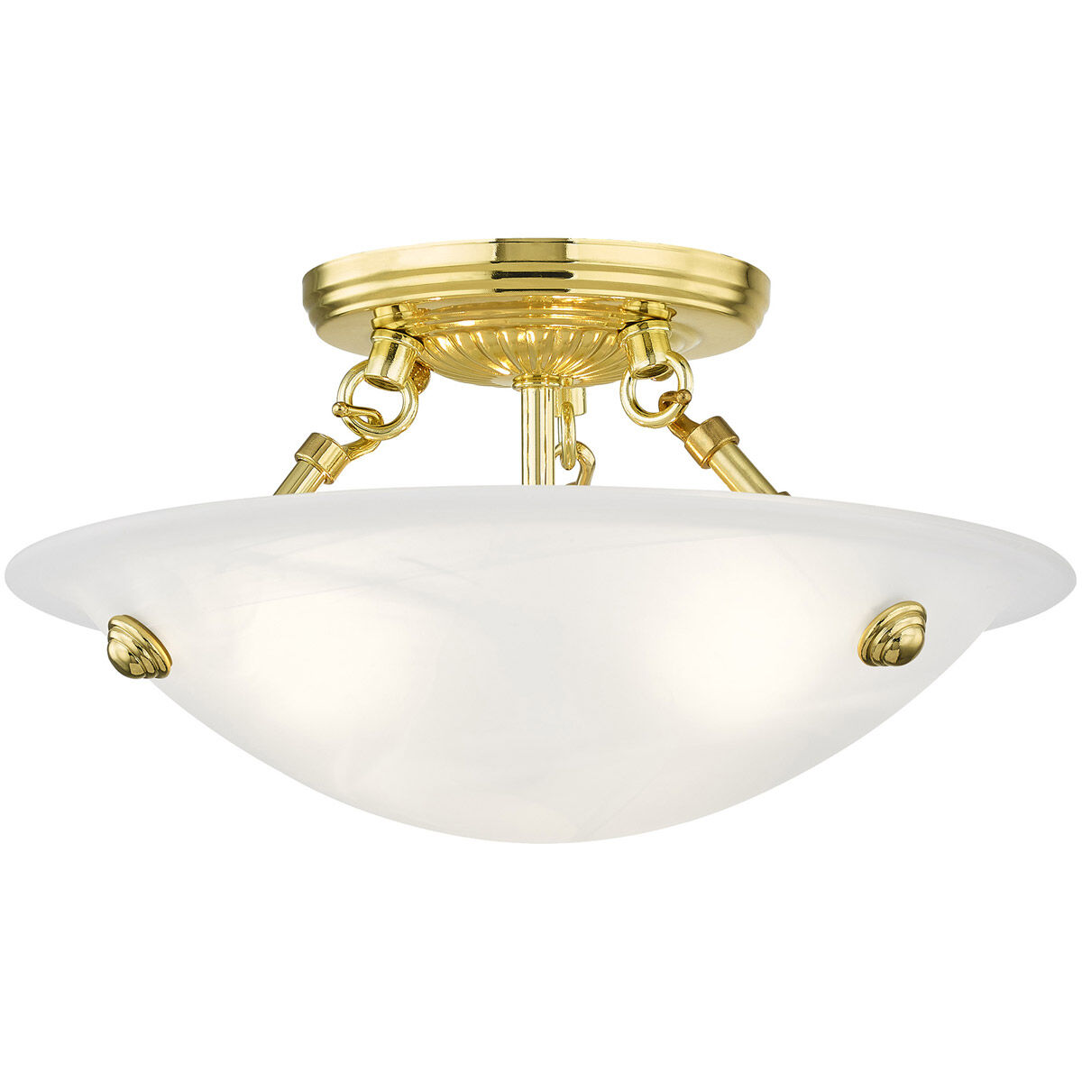 Oasis 3 Light 12 inch Polished Brass Semi-Flush Mount Ceiling Light