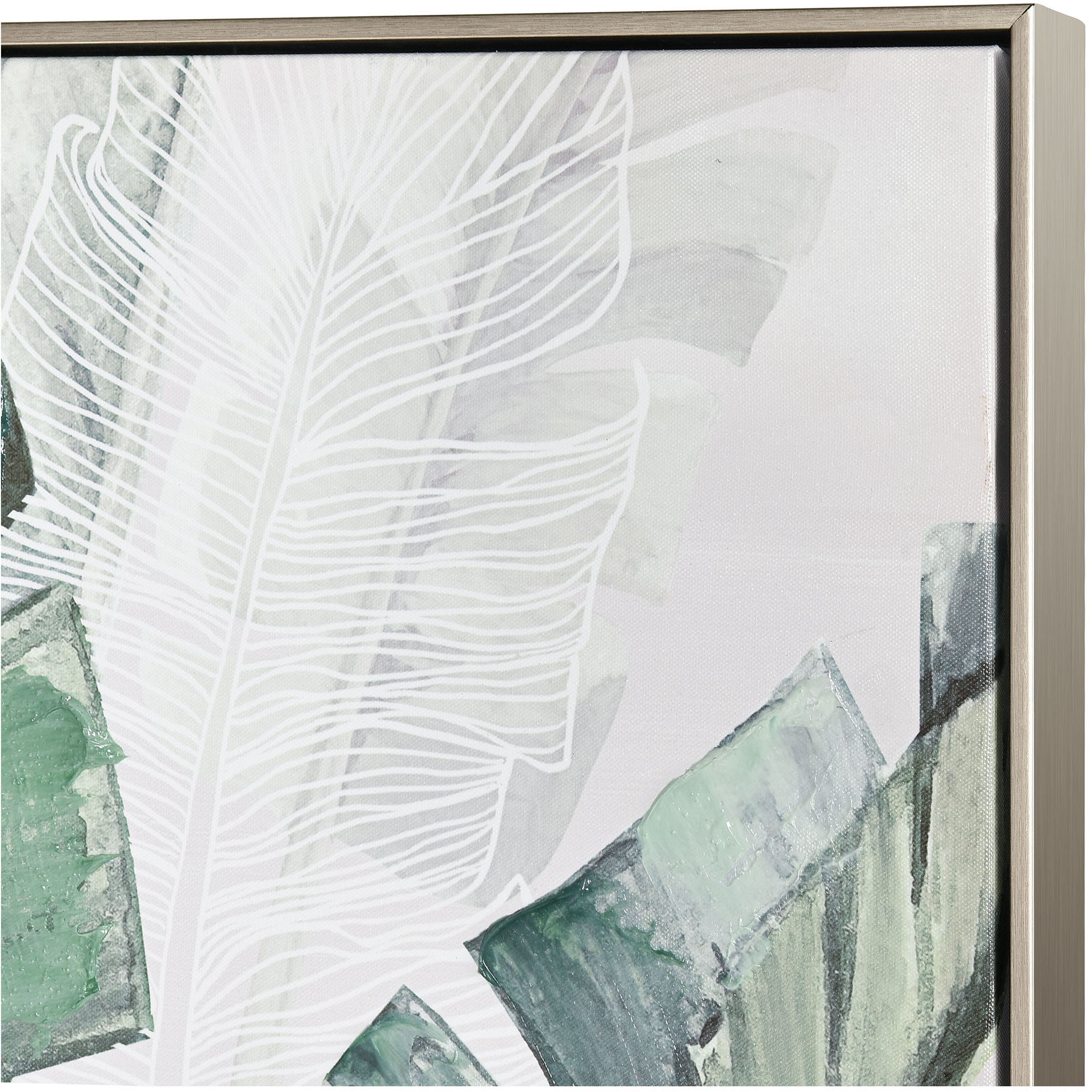 Musa I Green with Off White and Champagne Gold Framed Wall Art