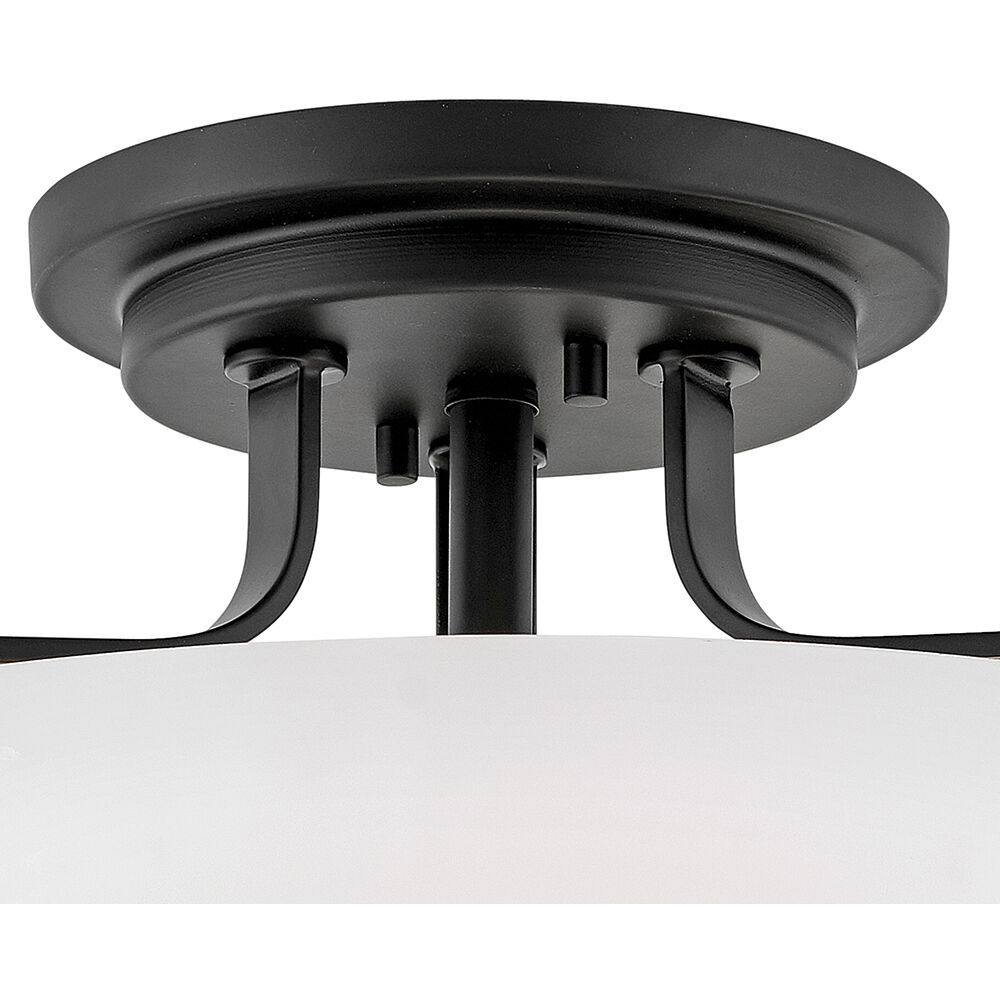 Harper 3 Light 18 inch Black Indoor Semi-Flush Mount Ceiling Light in White