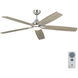 Lowden 60 Smart LED 60 inch Brushed Steel with Silver/Light Grey Weathered Oak reversible blades Indoor/Outdoor Smart Ceiling Fan