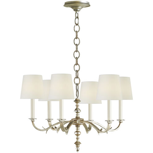 Thomas O'Brien Channing 6 Light 28 inch Burnished Silver Leaf Chandelier Ceiling Light in Linen, Small