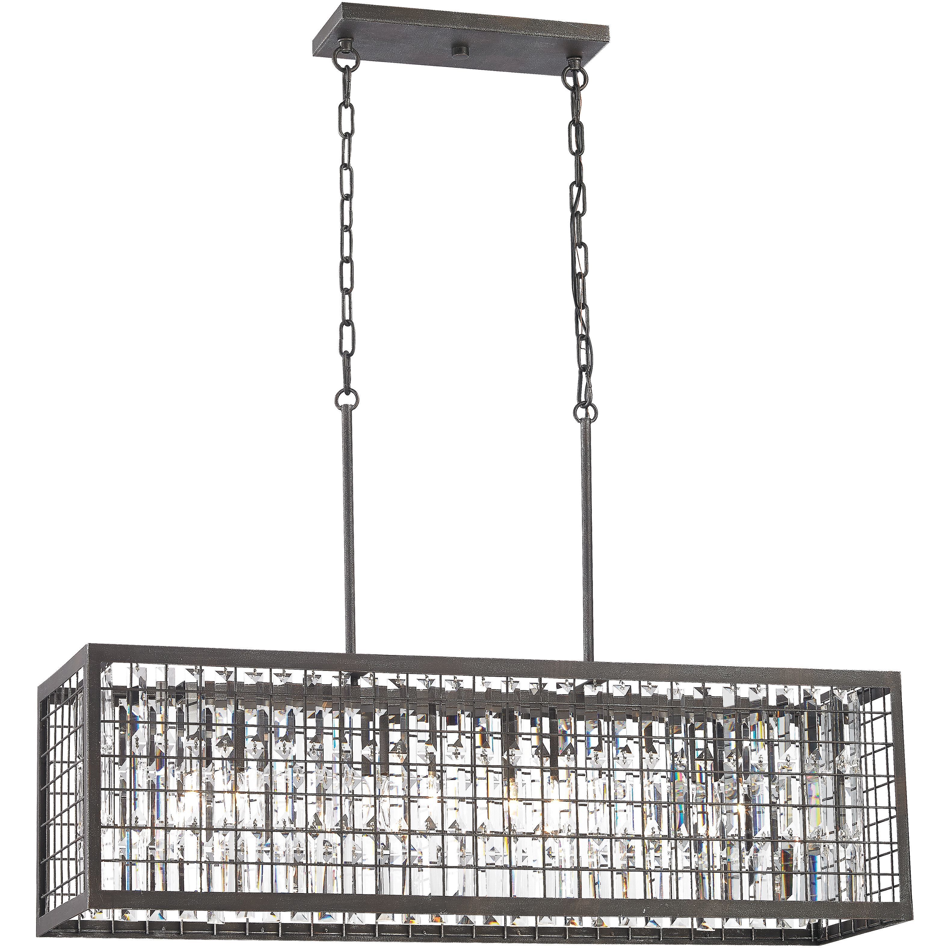 Nadina 4 Light 37 inch Silverdust Iron Linear Chandelier Ceiling Light
