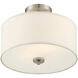Modern 2 Light 13 inch Brushed Nickel Semi-Flush Ceiling Light