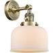 Franklin Restoration Large Bell 1 Light 8 inch Antique Brass Sconce Wall Light in Matte White Glass, Franklin Restoration