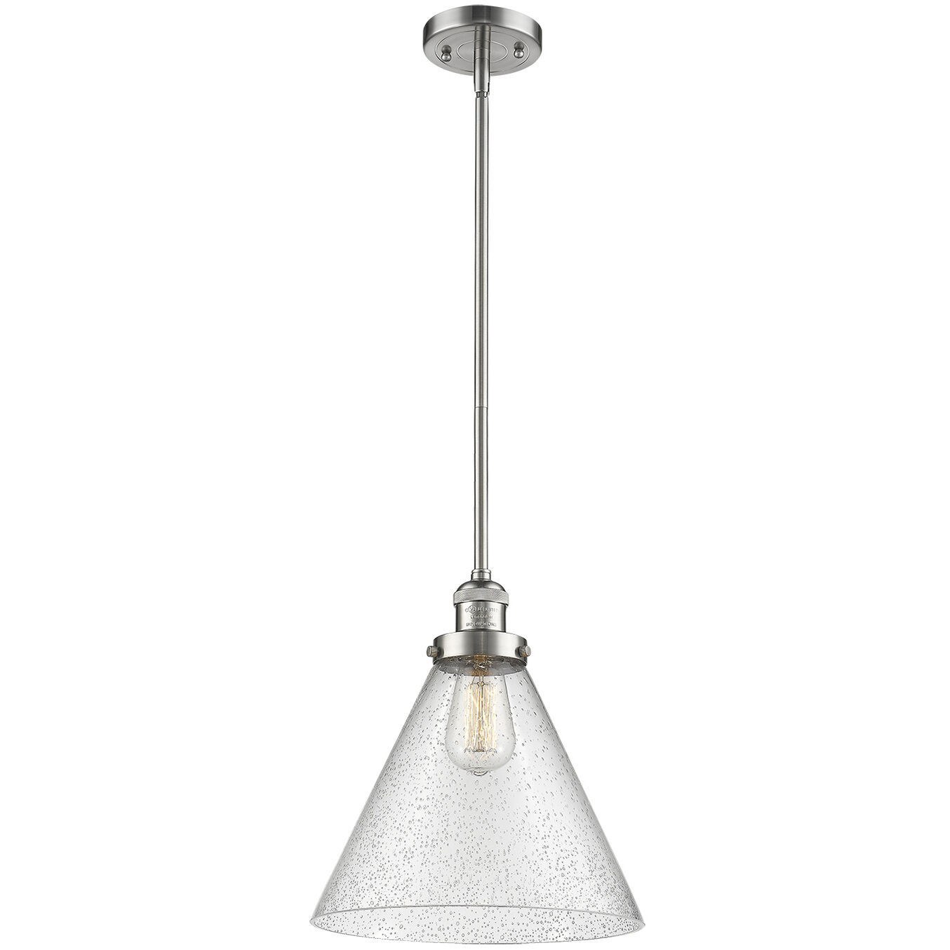 Franklin Restoration Cone 1 Light 12 inch Brushed Satin Nickel Mini Pendant Ceiling Light in Incandescent, Seedy
