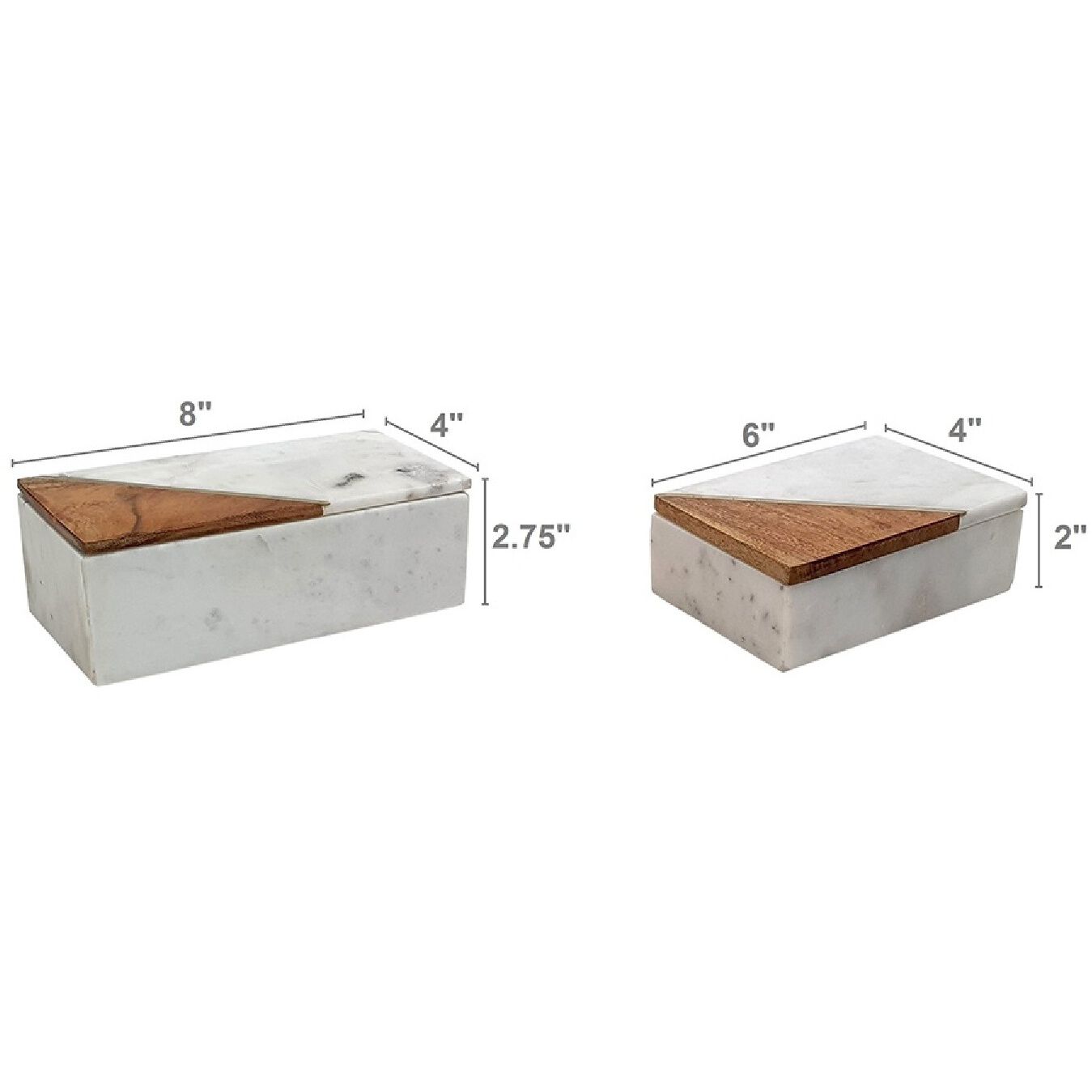 Anita 3.9 inch White/Brown Marble Boxes